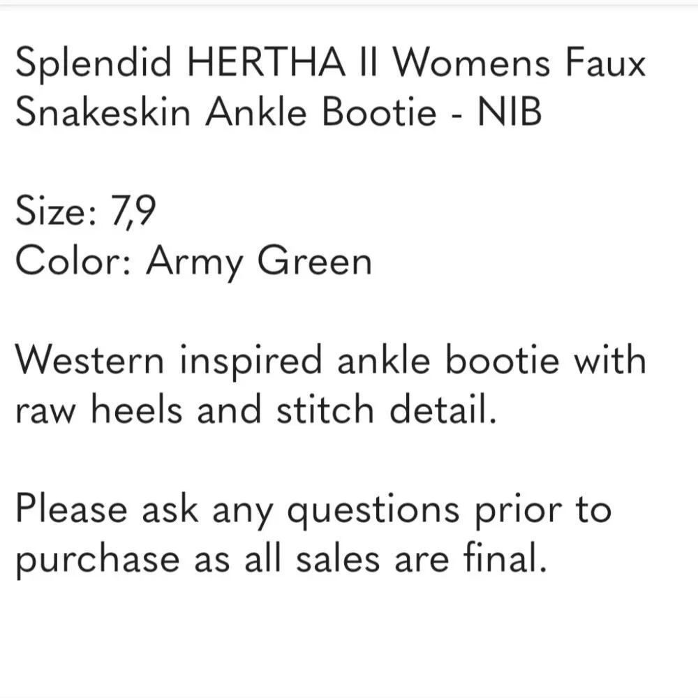 Splendid HERTHA II Womens Faux Snakeskin Ankle Bootie - NIB